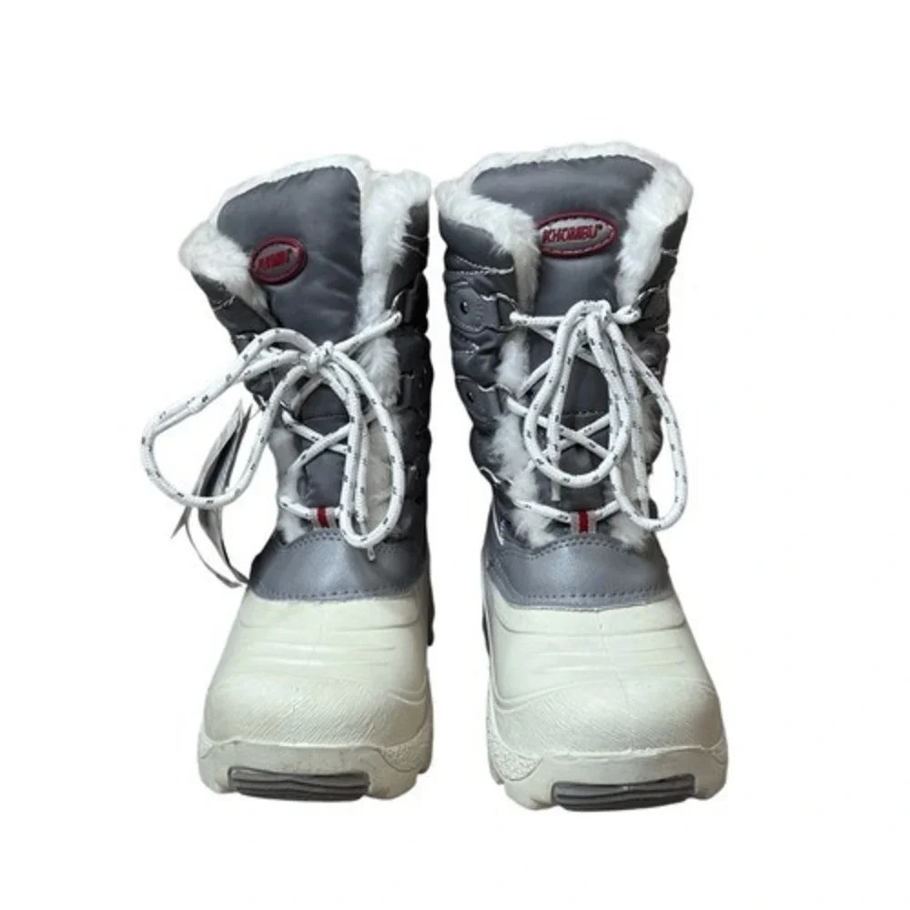 Khombu Kristal Silver White Waterproof Thermolite Fur Lined Winter Boots 1 NIB